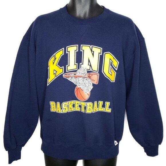 King Basketball Sweatshirt Vintage 90s High School Russell Athletic Mens Large - Picture 1 of 6